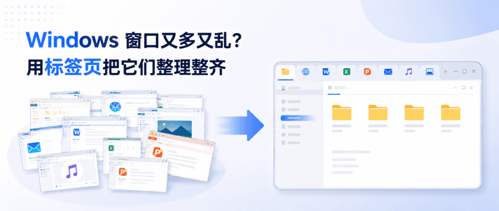Windows 窗口又多又乱？用标签页把它们整理整齐